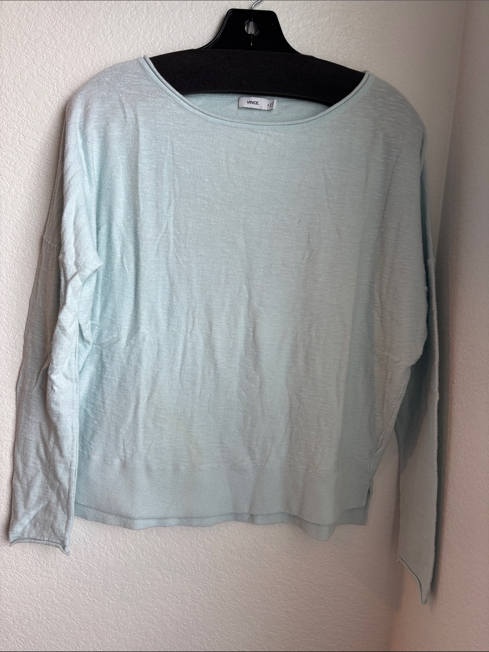 Vince Pale Aqua Long Sleeve Lightweight Knit Top